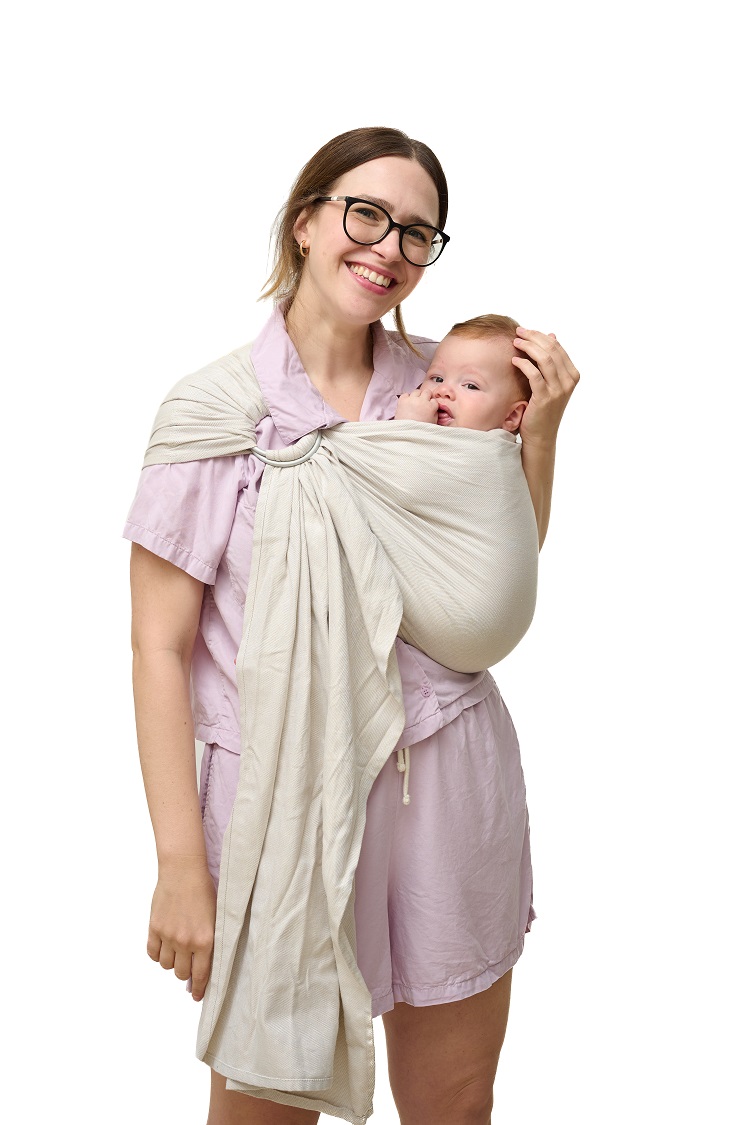 Kangura portabebés Momawo Fresh Baby Carrier Sling Sand Bambú